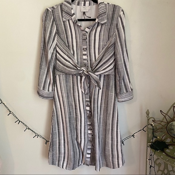 Anthropologie HD in Paris Striped Tie Front dress - Picture 2 of 12